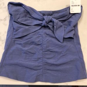 free people blue strapless top with cutout